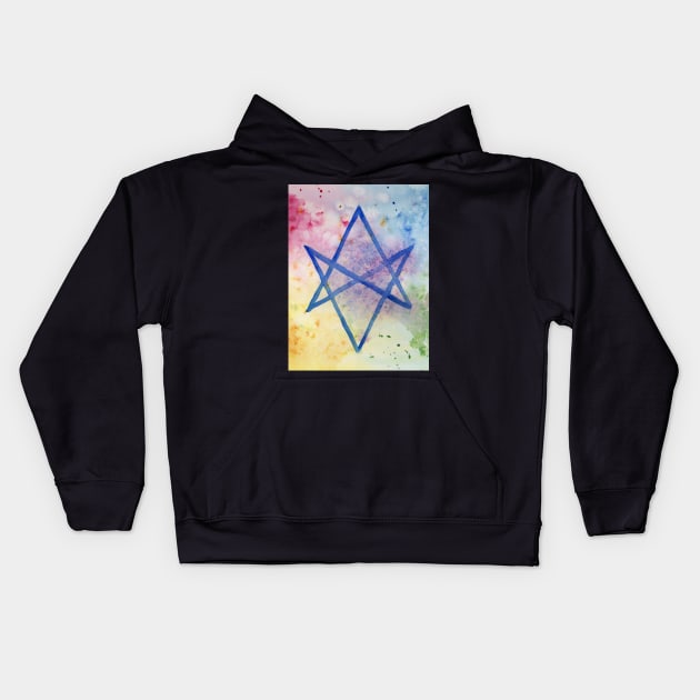 Unicursal Hexagram Kids Hoodie by lindaursin